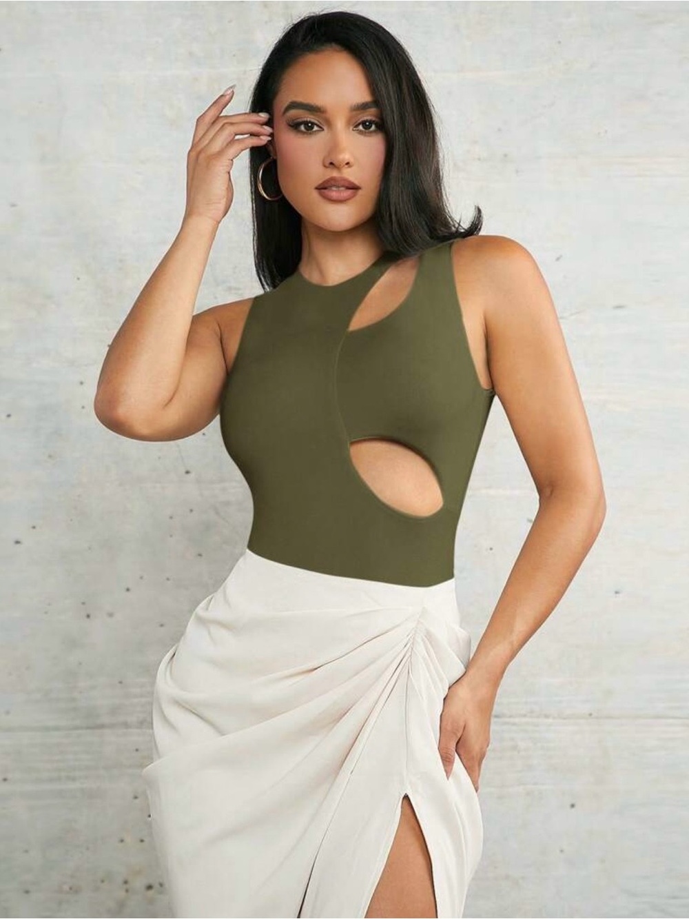 Brand New | Never Worn | Olive Green Cut Out Bodysuit